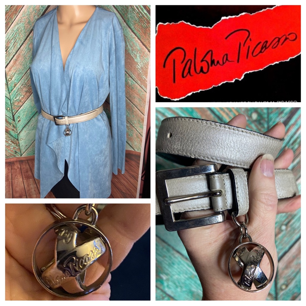 Vintage By Paloma Picasso Metallic Silver Made In Italy Silver Hardware Belt